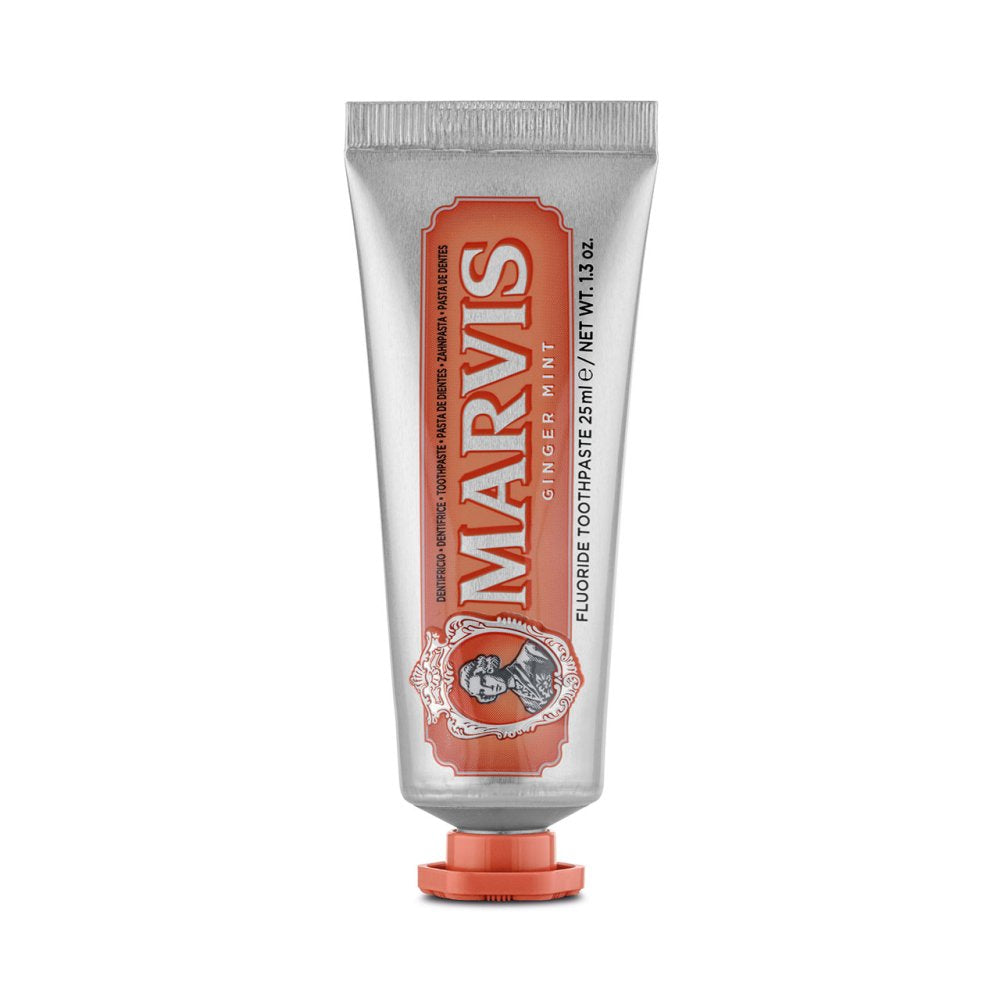 Marvis Ginger Mint Toothpaste 25ml carton front detail