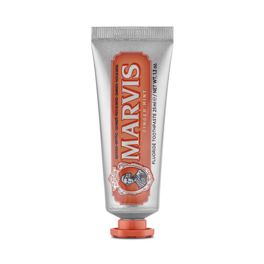 Marvis Ginger Mint Toothpaste 25ml carton front detail