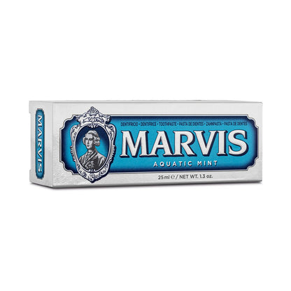Marvis Aquatic Mint Toothpaste 25ml carton front detail