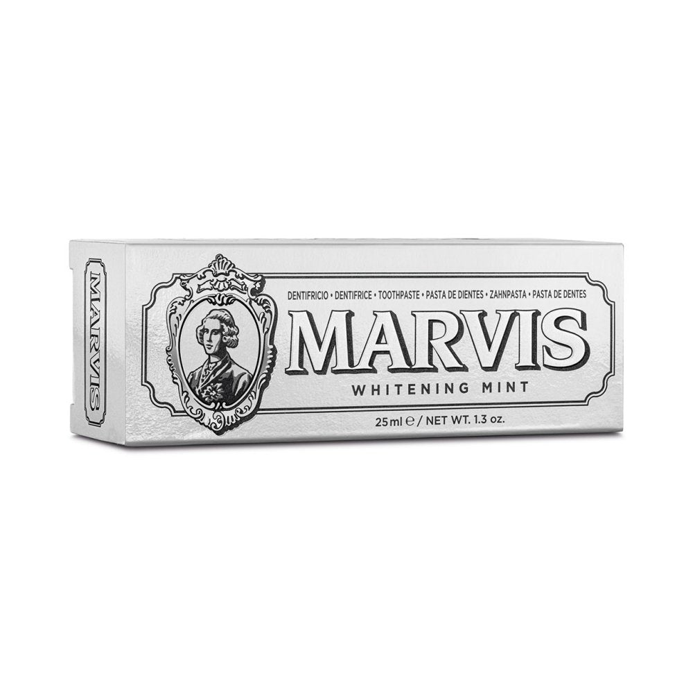 Marvis Whitening Mint Toothpaste 25ml carton front detail