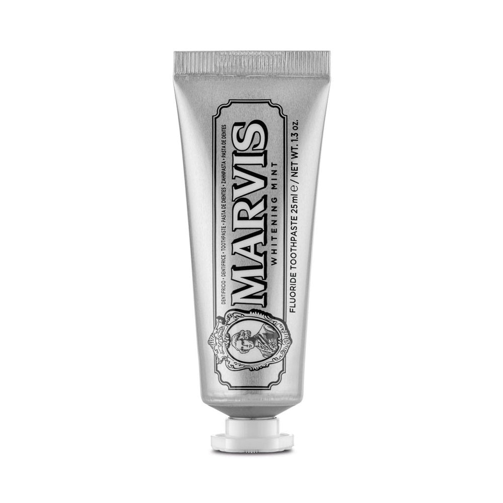 Marvis Whitening Mint Toothpaste 25ml tube front detail