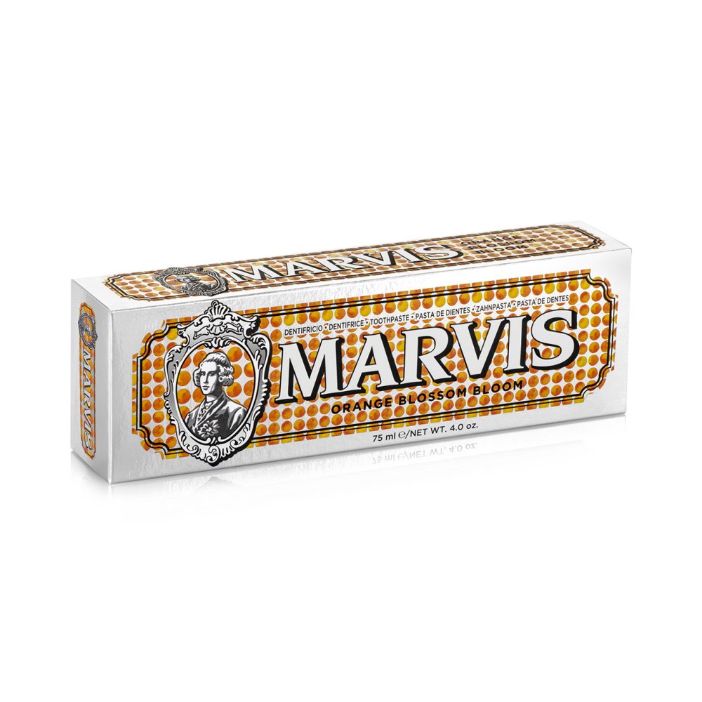 Marvis Orange Blossom Bloom Toothpaste 75ml tube side detail