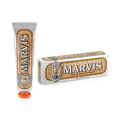 Marvis Orange Blossom Bloom Toothpaste 75ml carton side panel