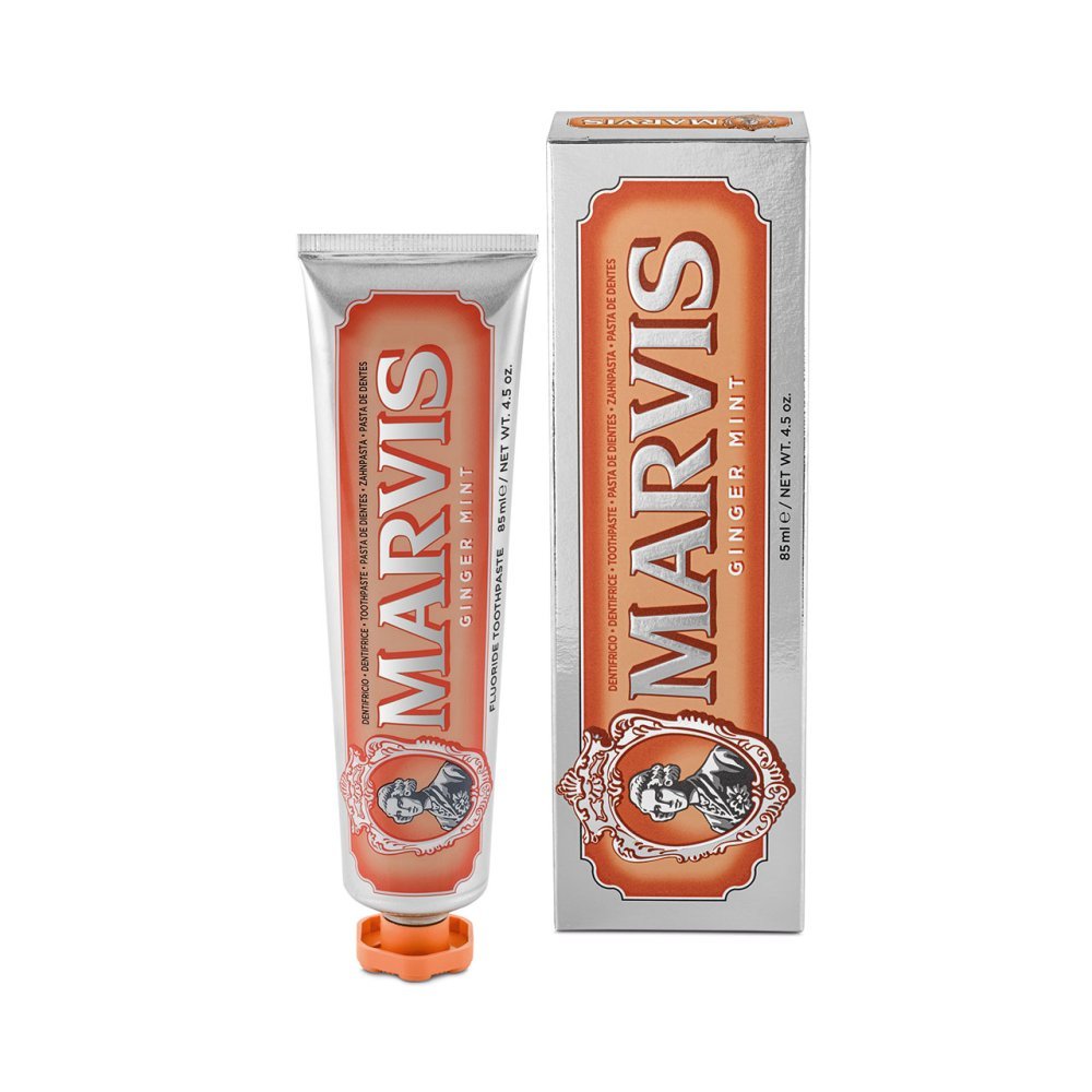 Marvis Ginger Mint Toothpaste 85ml tube front detail