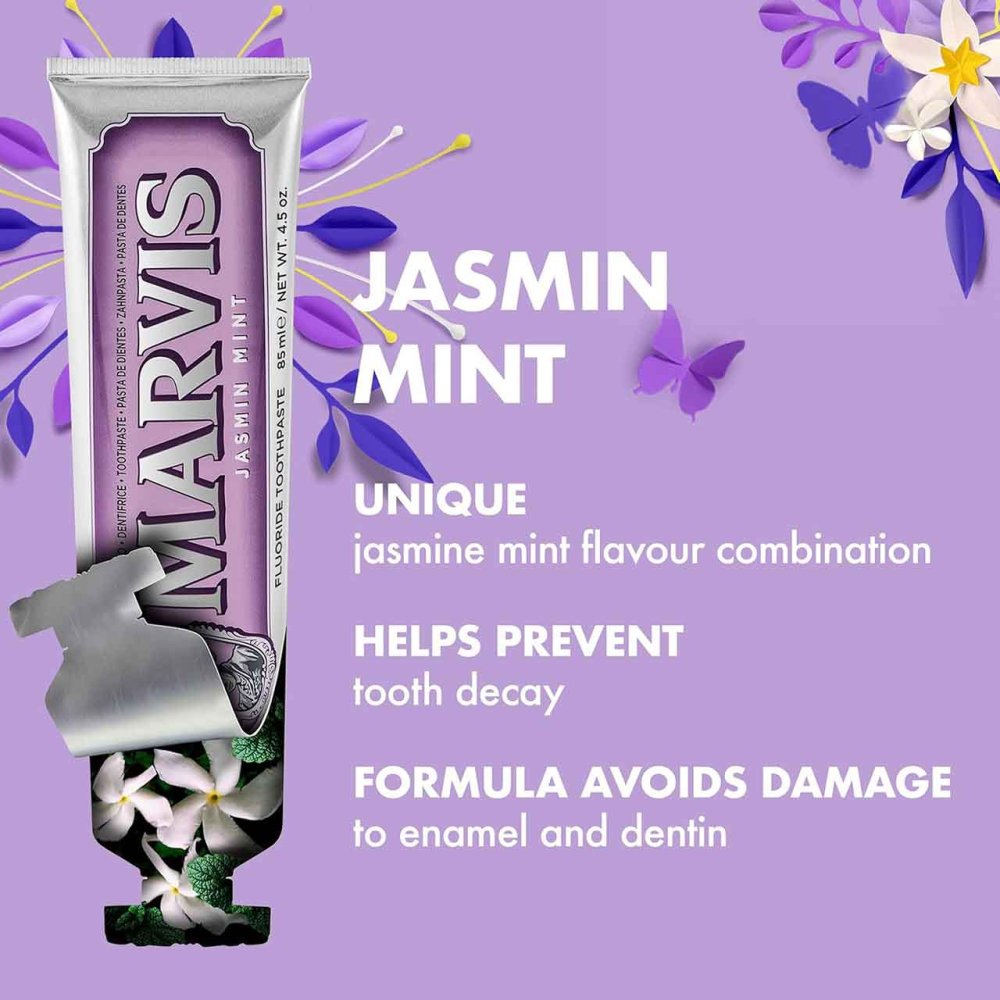 Marvis Jasmin Mint Toothpaste 85ml tube side detail