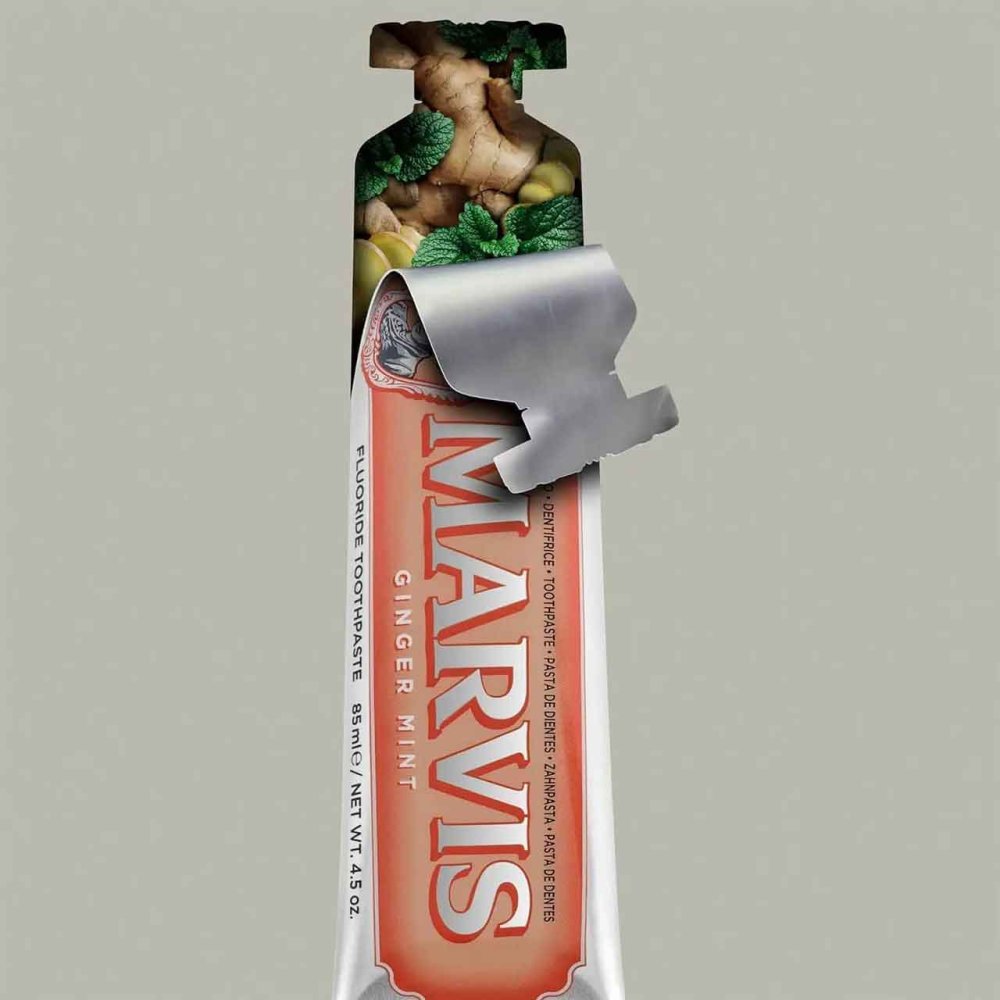 Marvis Ginger Mint Toothpaste 85ml carton side panel