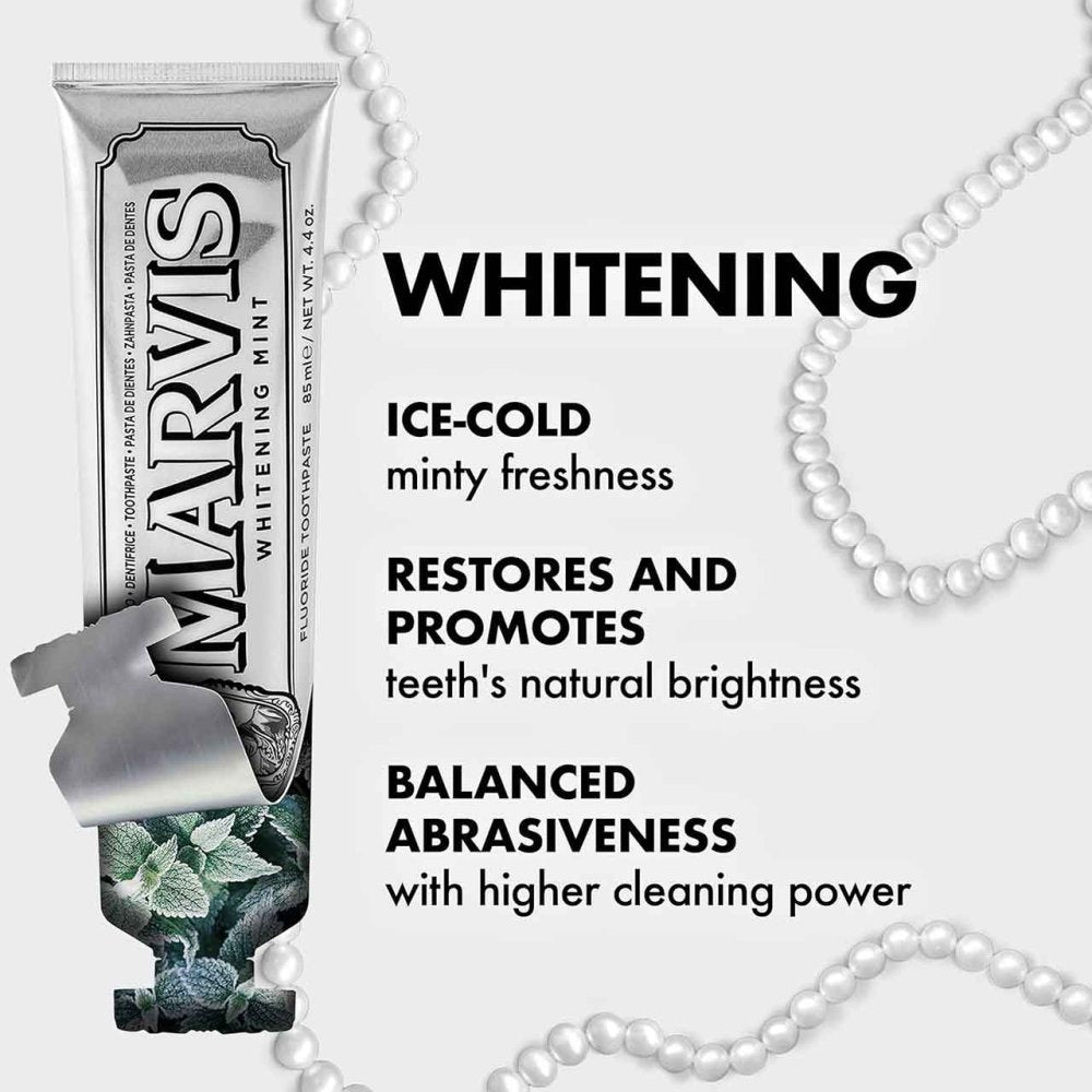 Marvis Whitening Mint Toothpaste 85ml carton front detail