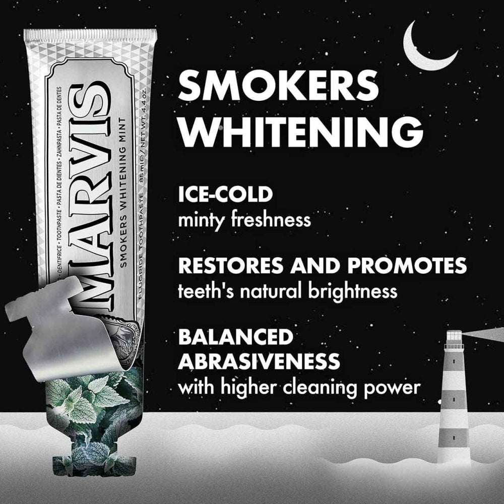 Marvis Smokers Whitening Mint Toothpaste 85ml tube front detail