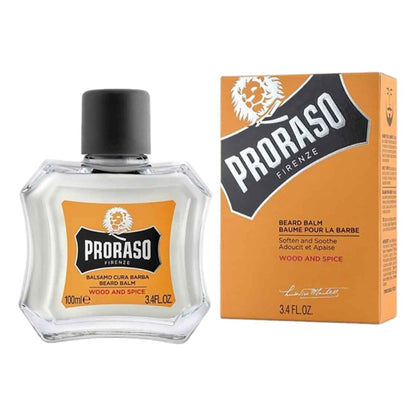 Proraso Wood And Spice Beard Balm 100ml for softening new beard growth with box packaging