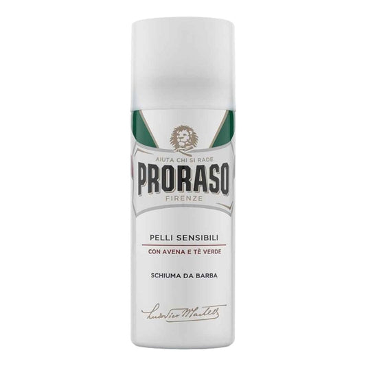 Proraso White Sensitive Shaving Foam 50ml Provides A Protective Lather With Green Tea And Oat Extract For A Smooth Comfortable Shave