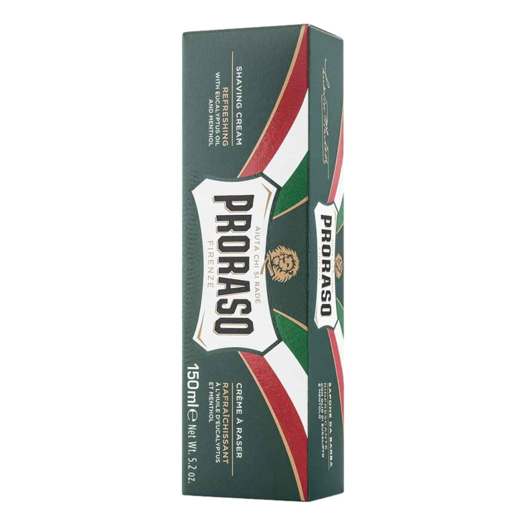 Proraso Green Shaving Cream Tube 150ml with eucalyptus oil and menthol for wet shaving box packaging