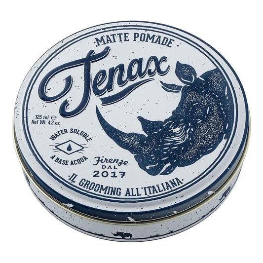 Tenax Matte Pomade 125ml aluminium jar for strong flexible hold and natural matte hair styling