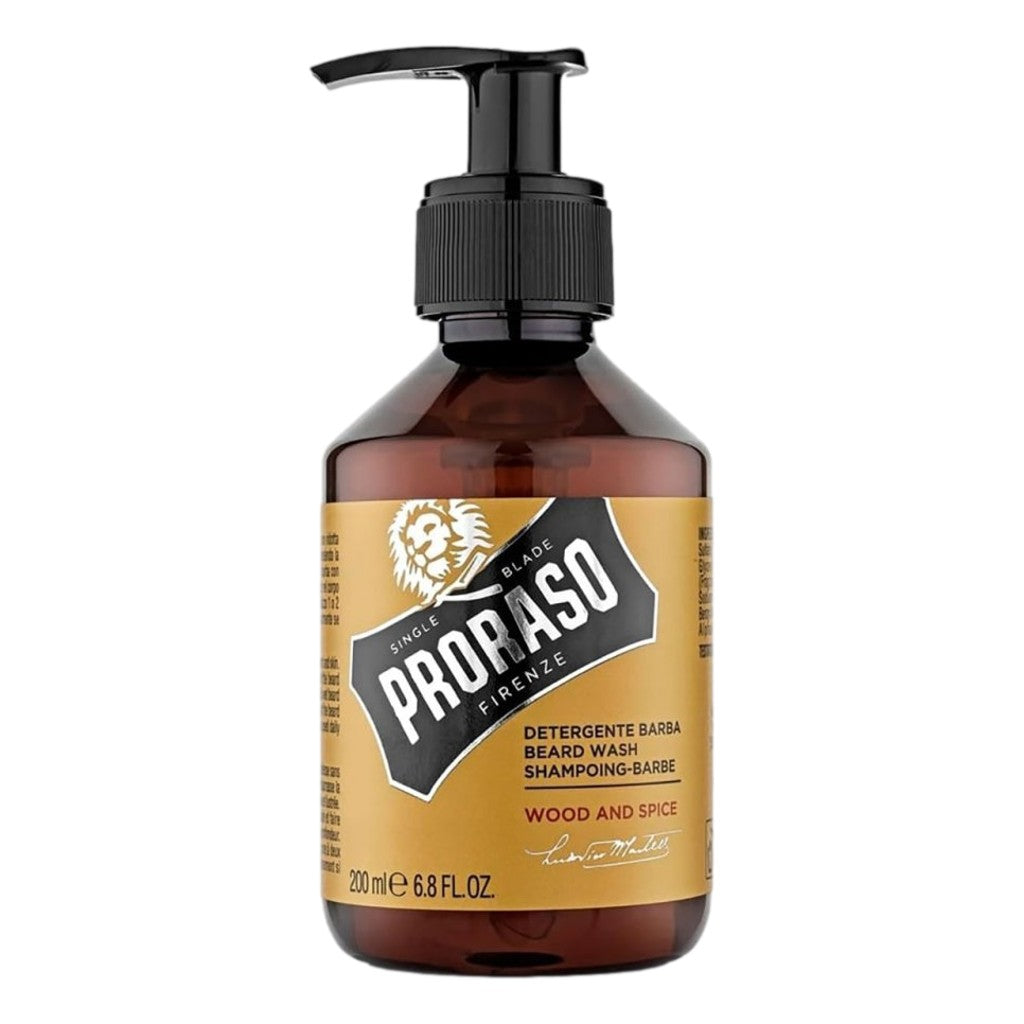 Proraso Wood And Spice Beard Wash 200ml for cleansing and softening facial hair