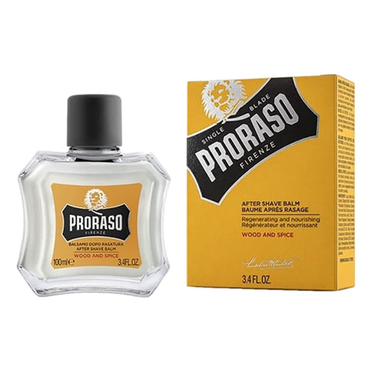 Proraso Wood and Spice After Shave Balm 100ml with warm wood and spice scent for post shave care