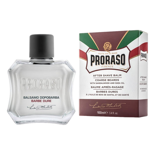Proraso Red After Shave Balm 100ml bottle with sandalwood oil and shea butter for post shave comfort