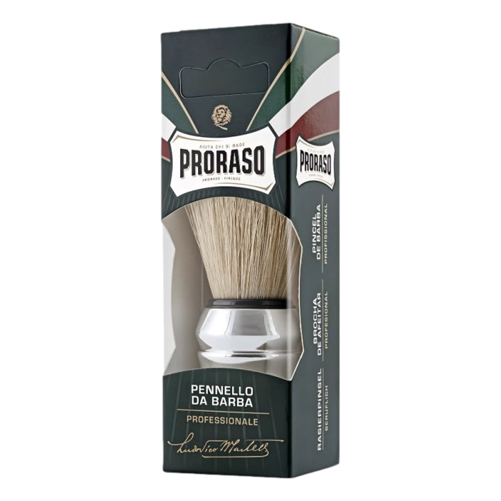 Proraso Professional Shaving Brush with natural boar bristles for wet shaving in box packaging