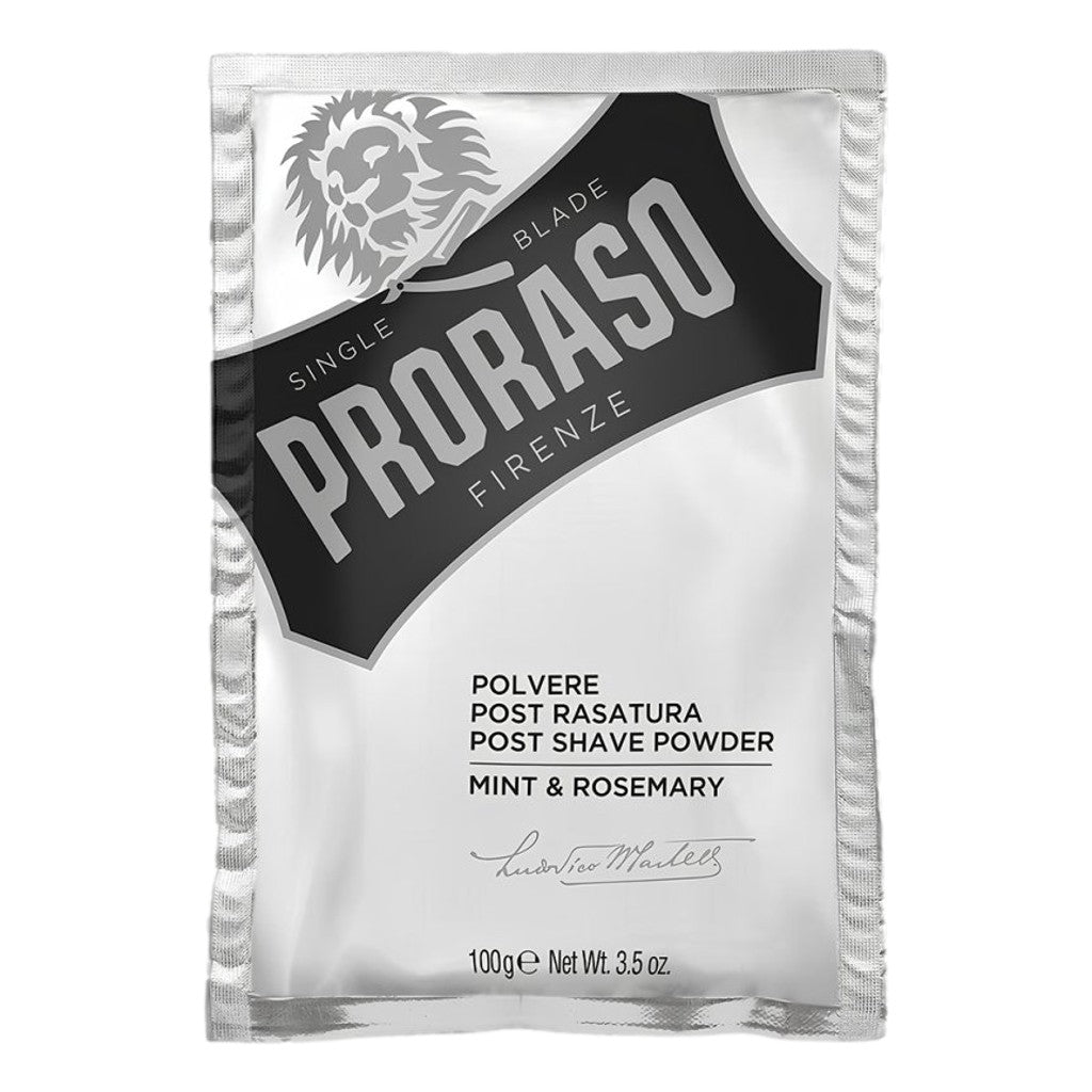 Proraso Post Shave Powder 100g with mint and rosemary for a fresh matt post shave finish