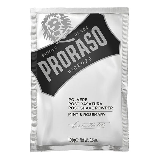 Proraso Post Shave Powder 100g with mint and rosemary for a fresh matt post shave finish