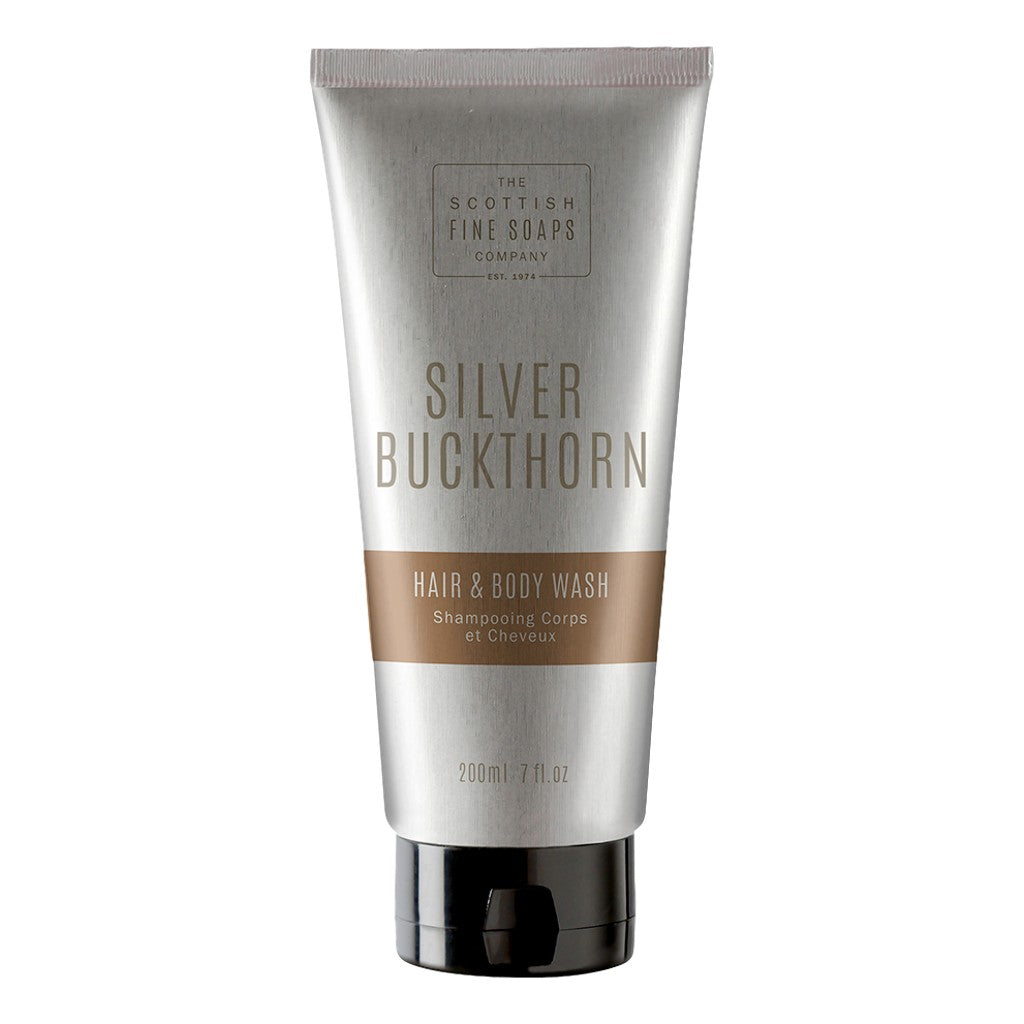 Scottish Fine Soaps Silver Buckthorn Hair & Body Wash 200ml With Organic Sea Buckthorn And Spicy, Masculine Fragrance.