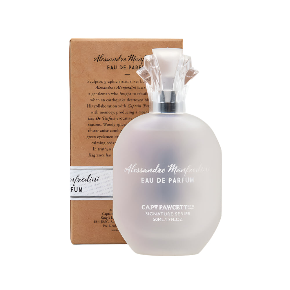 Alessandro Manfredini Eau de Parfum bottle with packaging on a white background