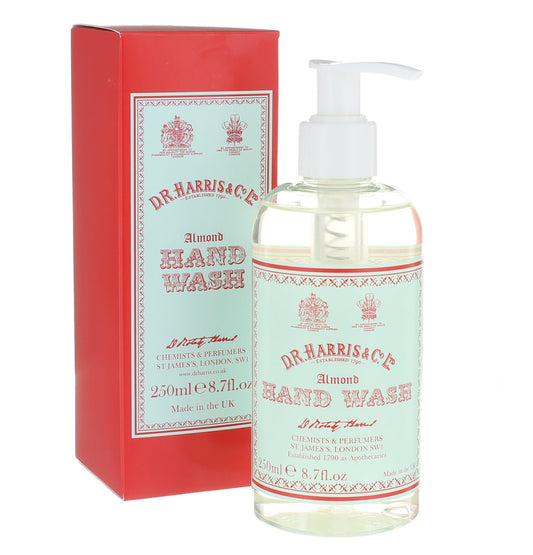 D.R. Harris Almond Hand Wash bottle and packaging on a white background