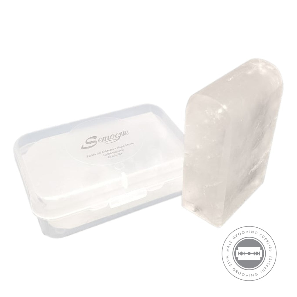 Semogue Alum Stone Block Grade A+ With Travel Case For Post-Shave Skin Soothing