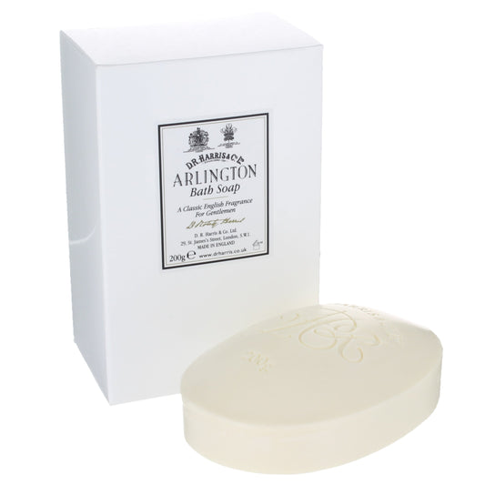 Bar of Arlington bath soap with packaging on a white background