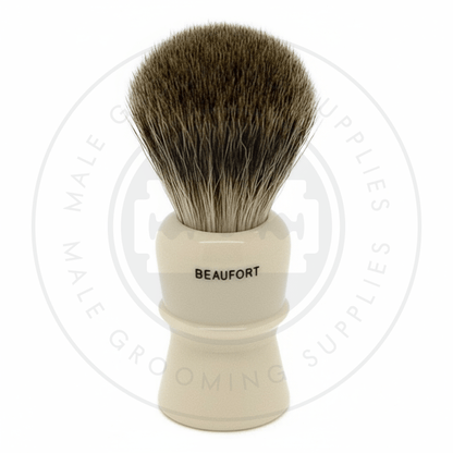 Simpsons Beaufort faux ivory shaving brush with Pure Badger hair - B1 Back