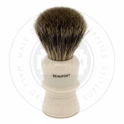 Simpsons Beaufort faux ivory shaving brush with Pure Badger hair - B2 Back