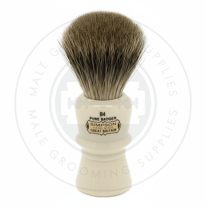 Simpsons Beaufort faux ivory shaving brush with Pure Badger hair - B4 Front