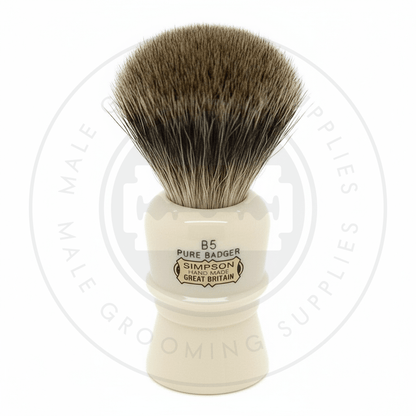 Simpsons Beaufort faux ivory shaving brush with Pure Badger hair - B5 Front