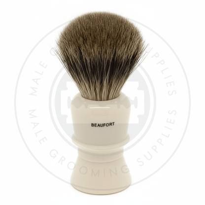 Simpsons Beaufort faux ivory shaving brush with Pure Badger hair - B6 Back