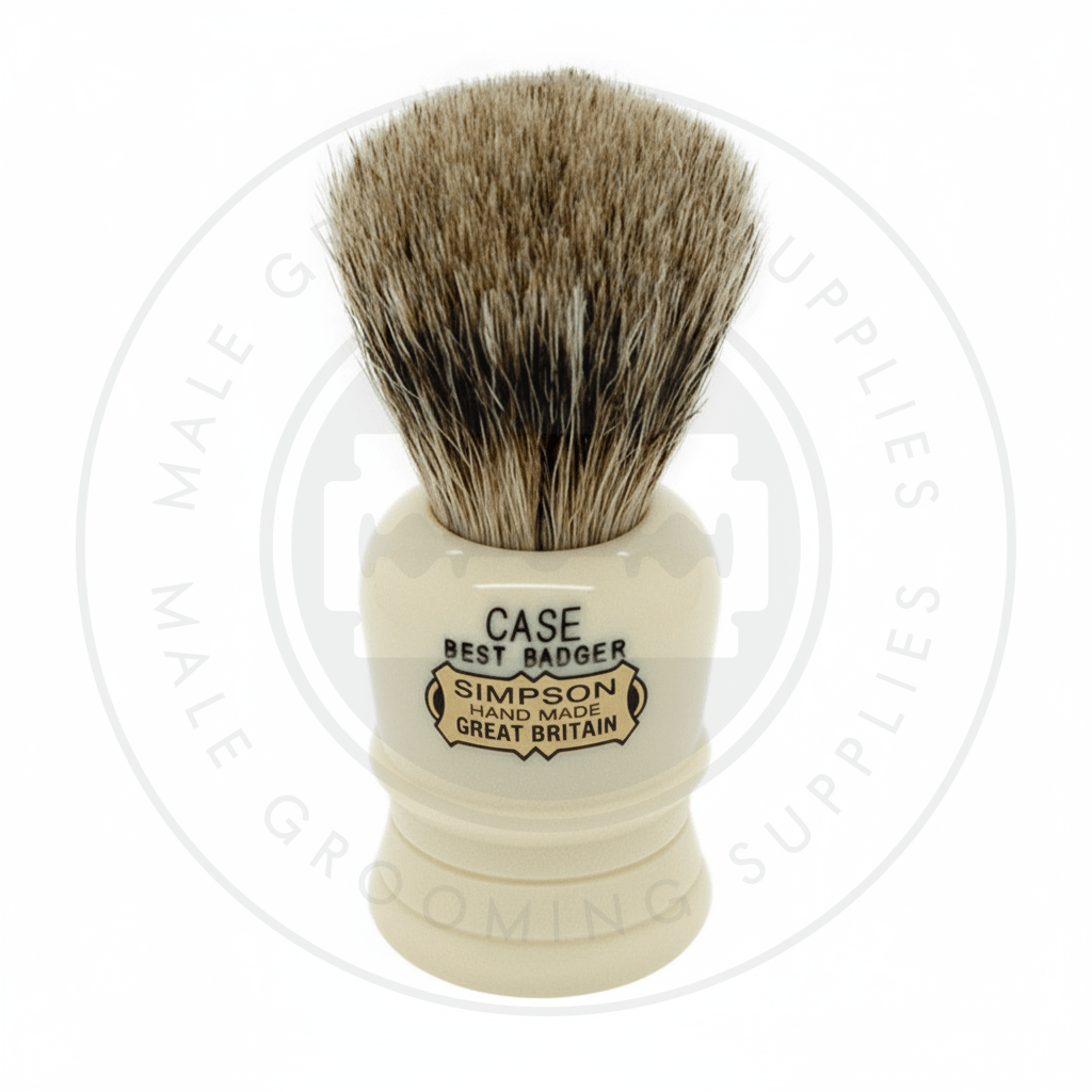 Simpsons Case compact faux ivory shaving brush with Best or Pure Badger hair - C1 Best