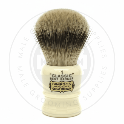 Simpsons Classic 1 faux ivory shaving brush with Best Badger hair