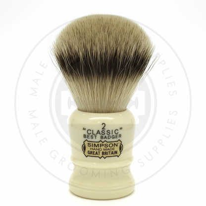 Simpsons Classic 2 faux ivory shaving brush with Best Badger hair