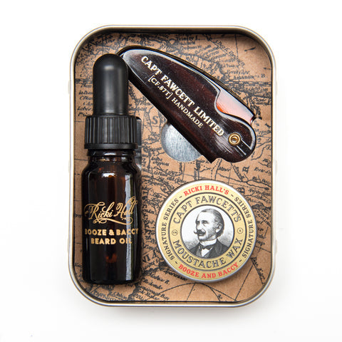 captain-fawcett-ricki-hall-booze-and-baccy-grooming-survival-kit. Top View Open