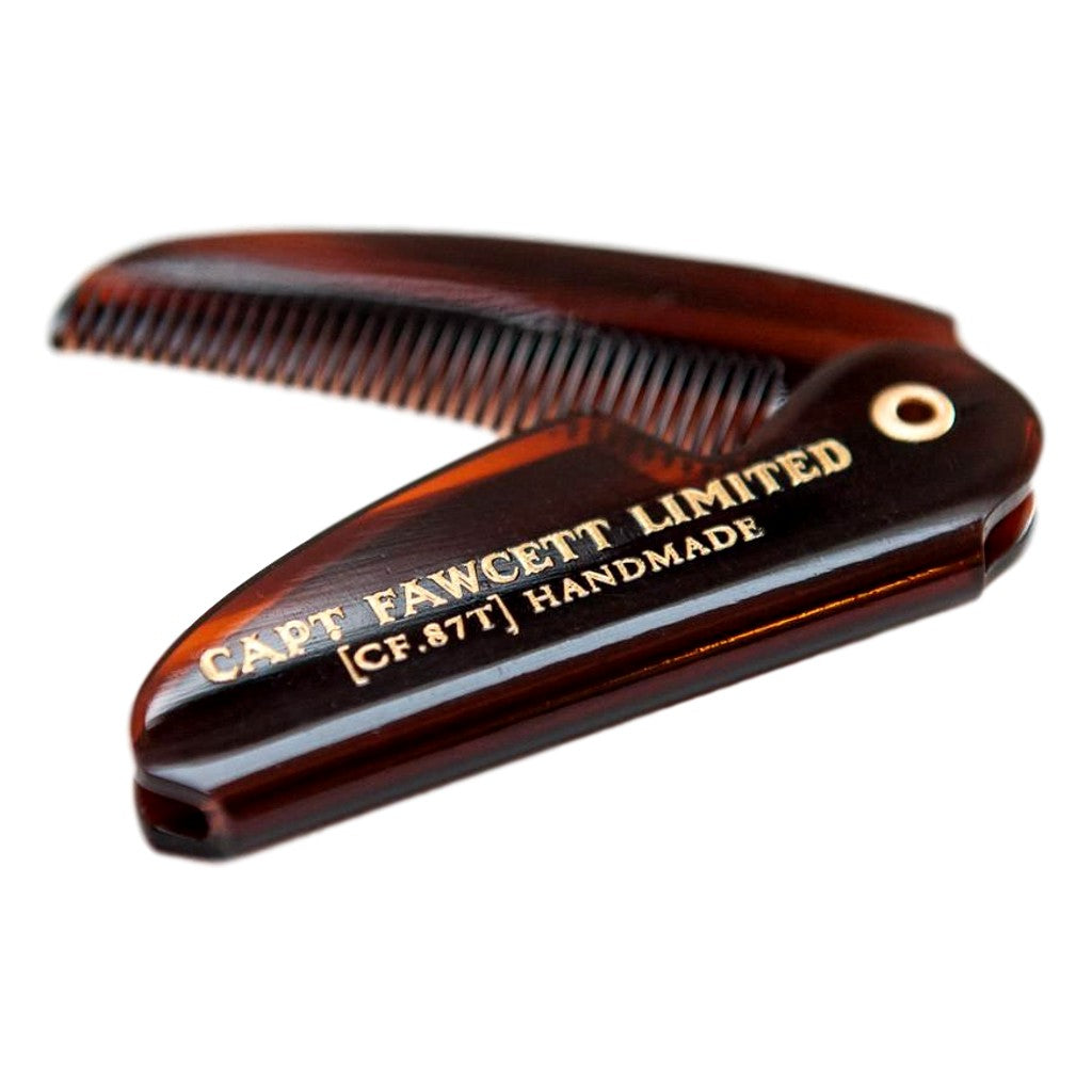 Captain Fawcett Folding Pocket Moustache Comb CF.87T Made From Cellulose Acetate