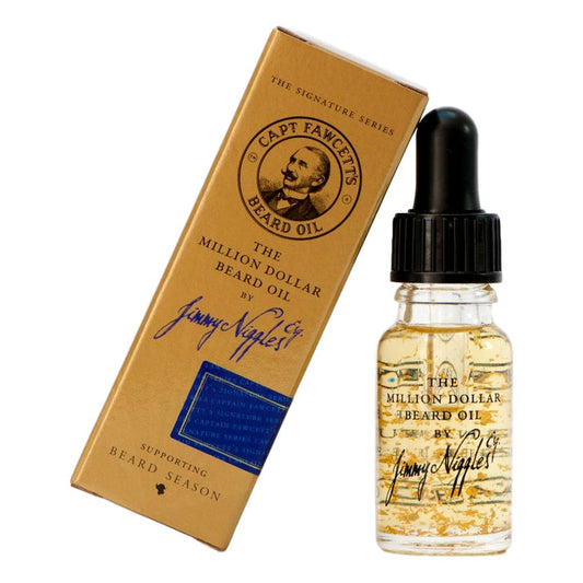 Captain Fawcett Million Dollar Beard Oil 10ml Glass Bottle Infused With Gold Flakes For A Luxurious Grooming Finish