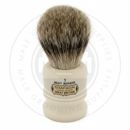 Simpsons Duke faux ivory shaving brush with Best or Pure Badger hair - D1 Best - Front