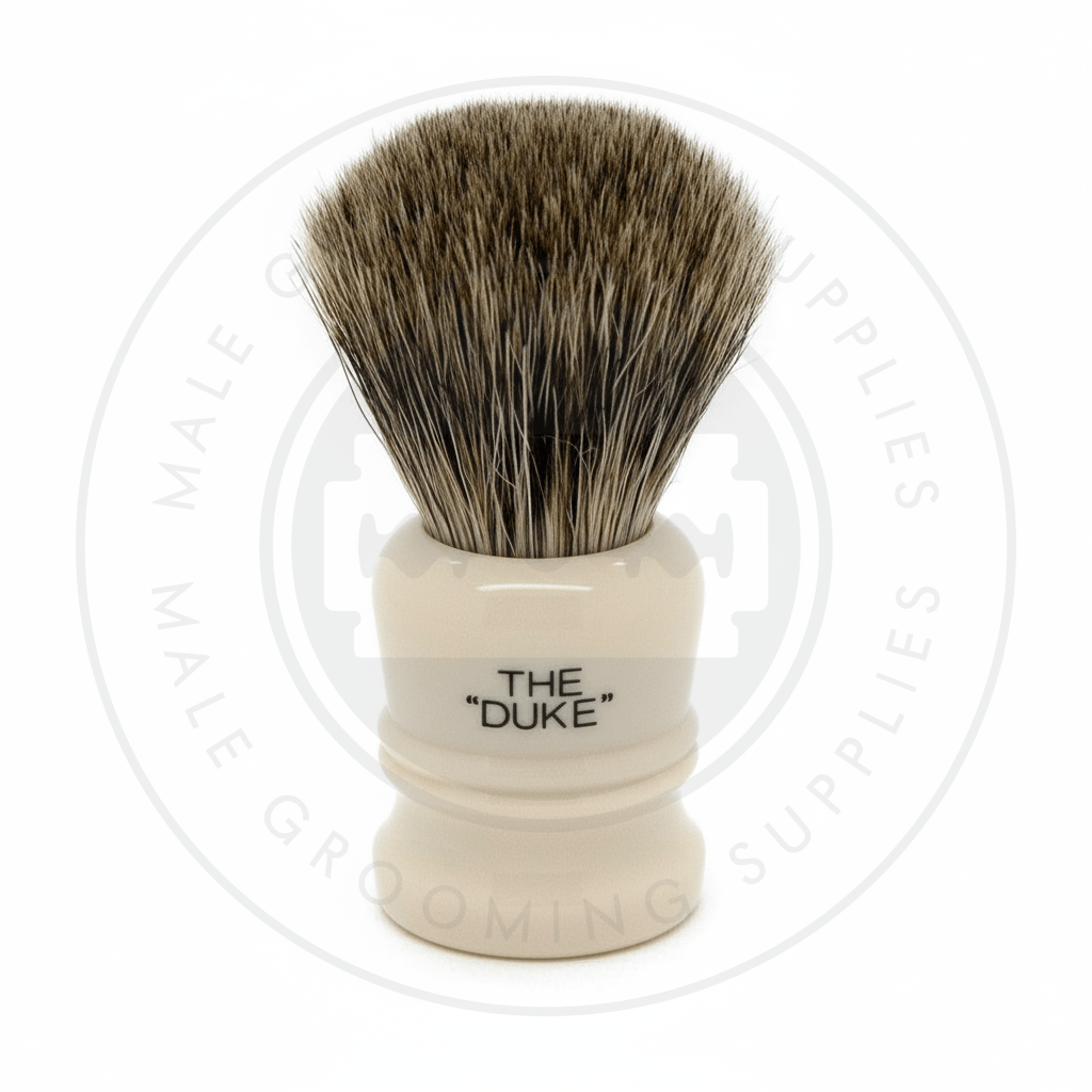 Simpsons Duke faux ivory shaving brush with Best or Pure Badger hair - D1 Pure - Back