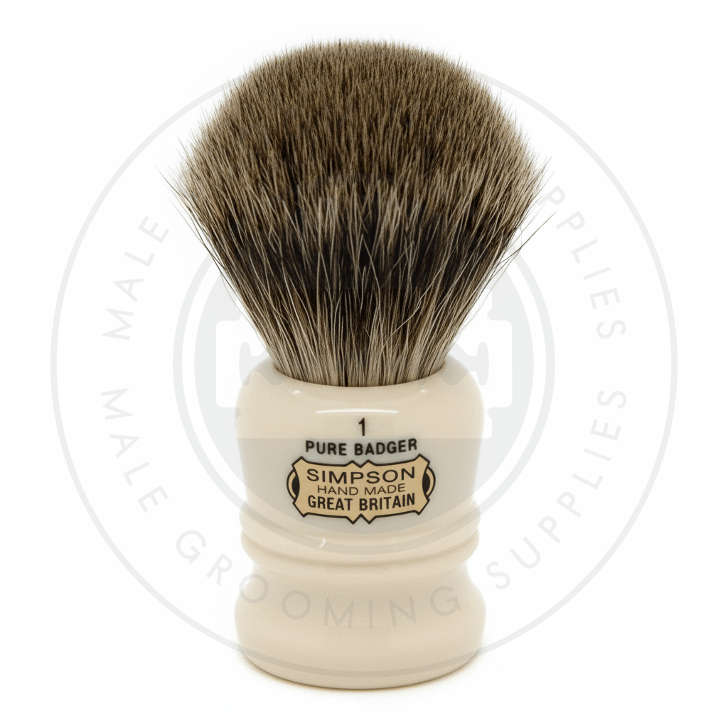 Simpsons Duke faux ivory shaving brush with Best or Pure Badger hair - D1 Pure - Front