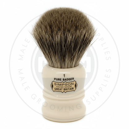 Simpsons Duke faux ivory shaving brush with Best or Pure Badger hair - D1 Pure - Front