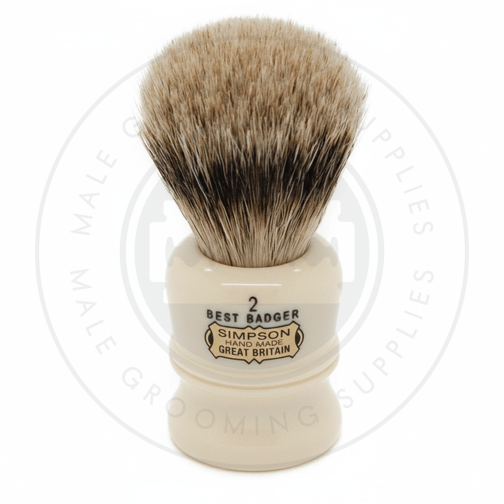 Simpsons Duke faux ivory shaving brush with Best or Pure Badger hair - D2 Best - Front