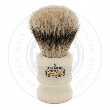 Simpsons Duke faux ivory shaving brush with Best or Pure Badger hair - D3 Best - Front
