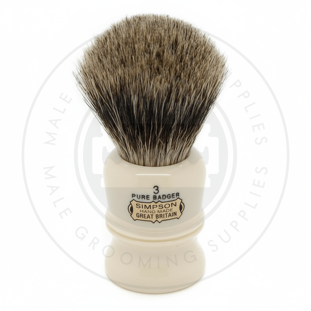 Simpsons Duke faux ivory shaving brush with Best or Pure Badger hair - D3 Pure - Front