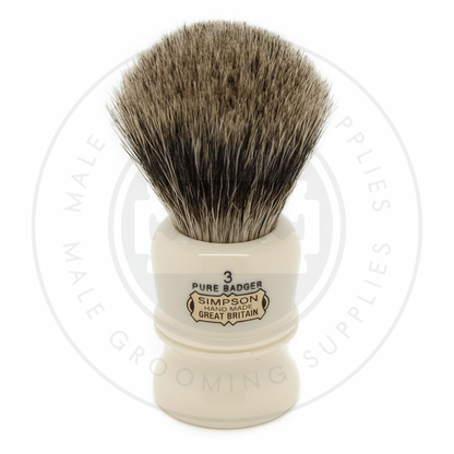 Simpsons Duke faux ivory shaving brush with Best or Pure Badger hair - D3 Pure - Front