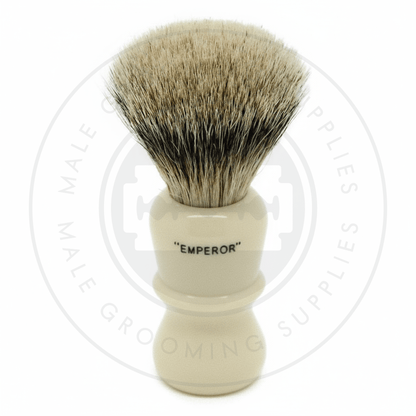 Simpsons Emperor faux ivory shaving brush with Super Silvertip Badger hair - E2 Super - Back