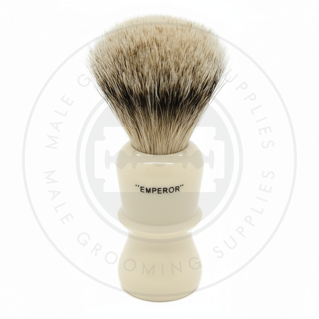 Simpsons Emperor faux ivory shaving brush with Super Silvertip Badger hair - E3 Super - Back