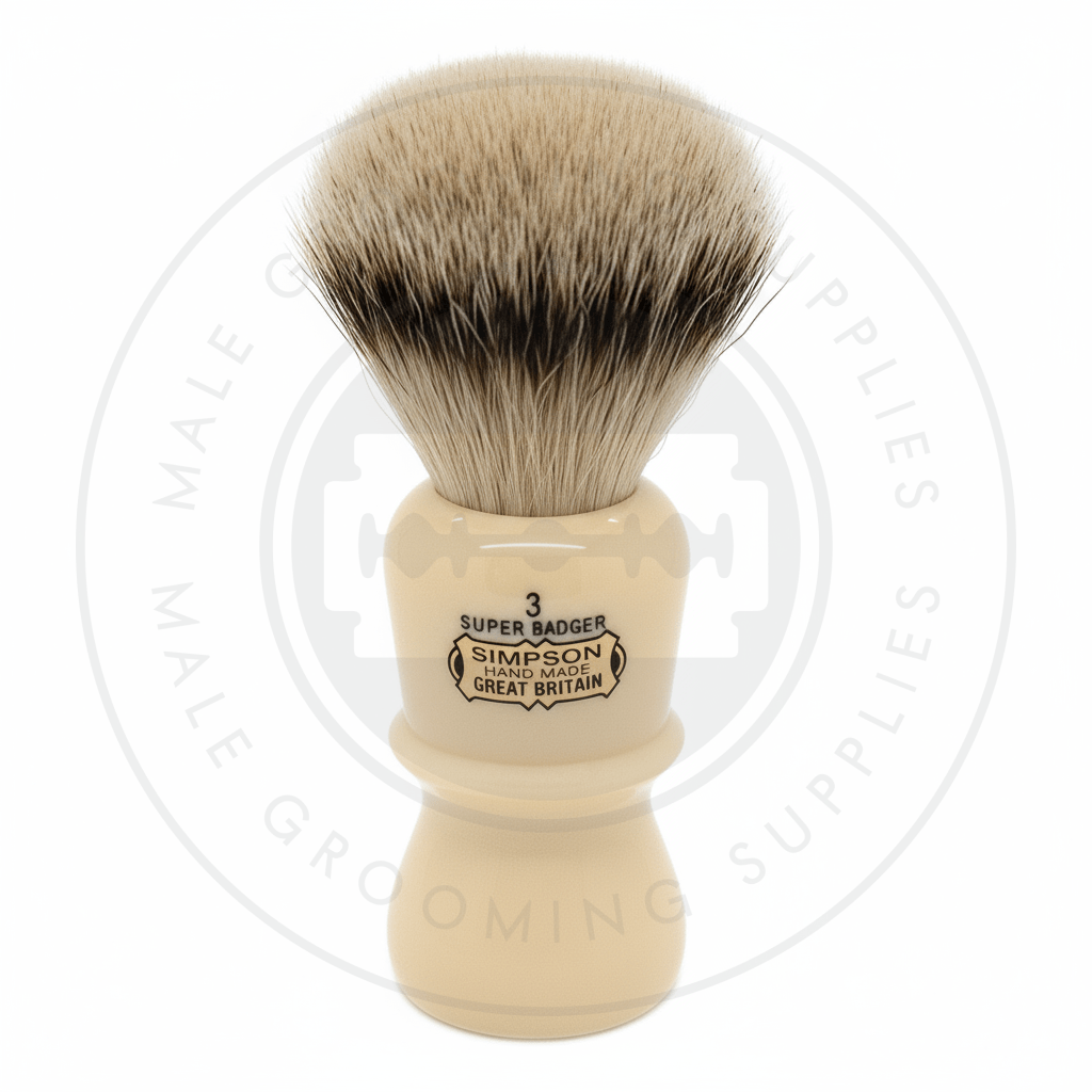 Simpsons Emperor faux ivory shaving brush with Super Silvertip Badger hair - E3 Super - Front