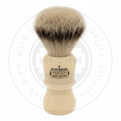 Simpsons Emperor faux ivory shaving brush with Super Silvertip Badger hair - E3 Super - Front